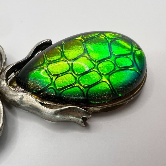 Vintage Artisan Dichroic Glass Pendant Snakeskin Pattern Iridescent Bow Artisian - Picture 8 of 12